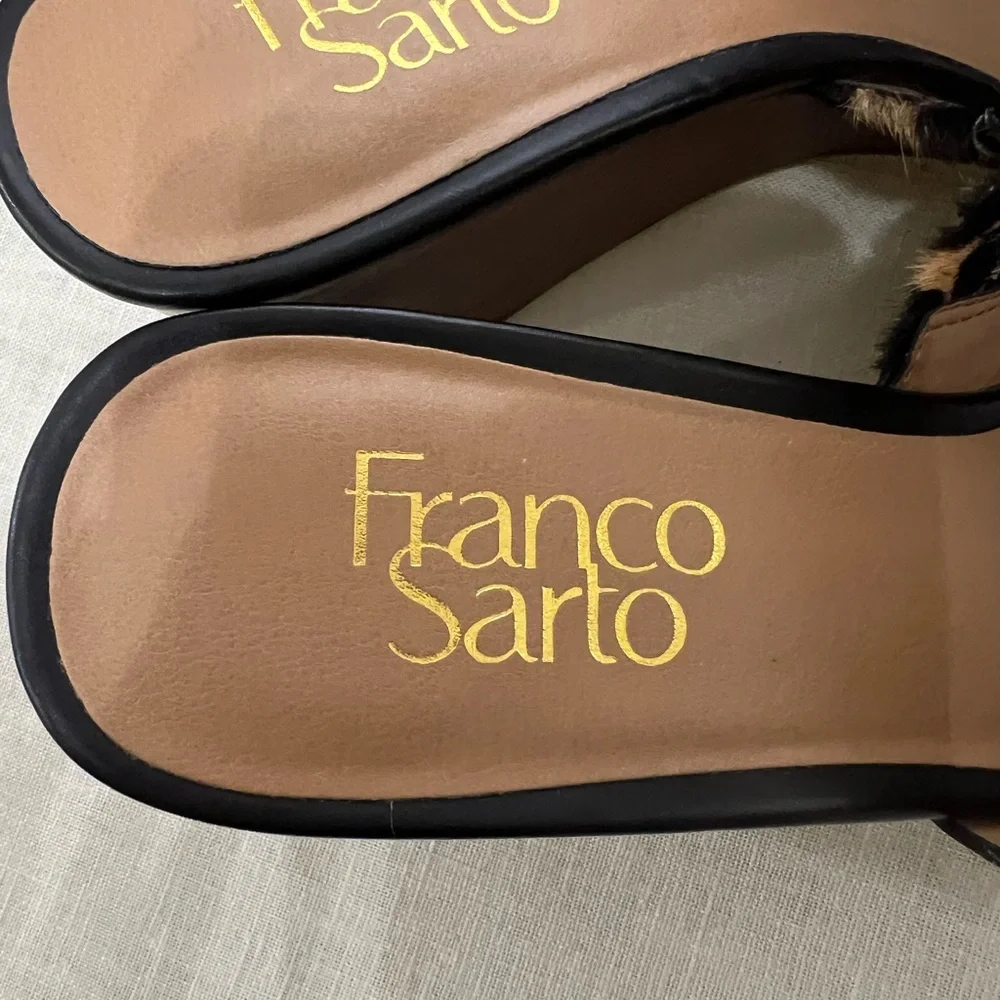 Franco Sarto Brown Black Wedge Sandals - Picture 3 of 6